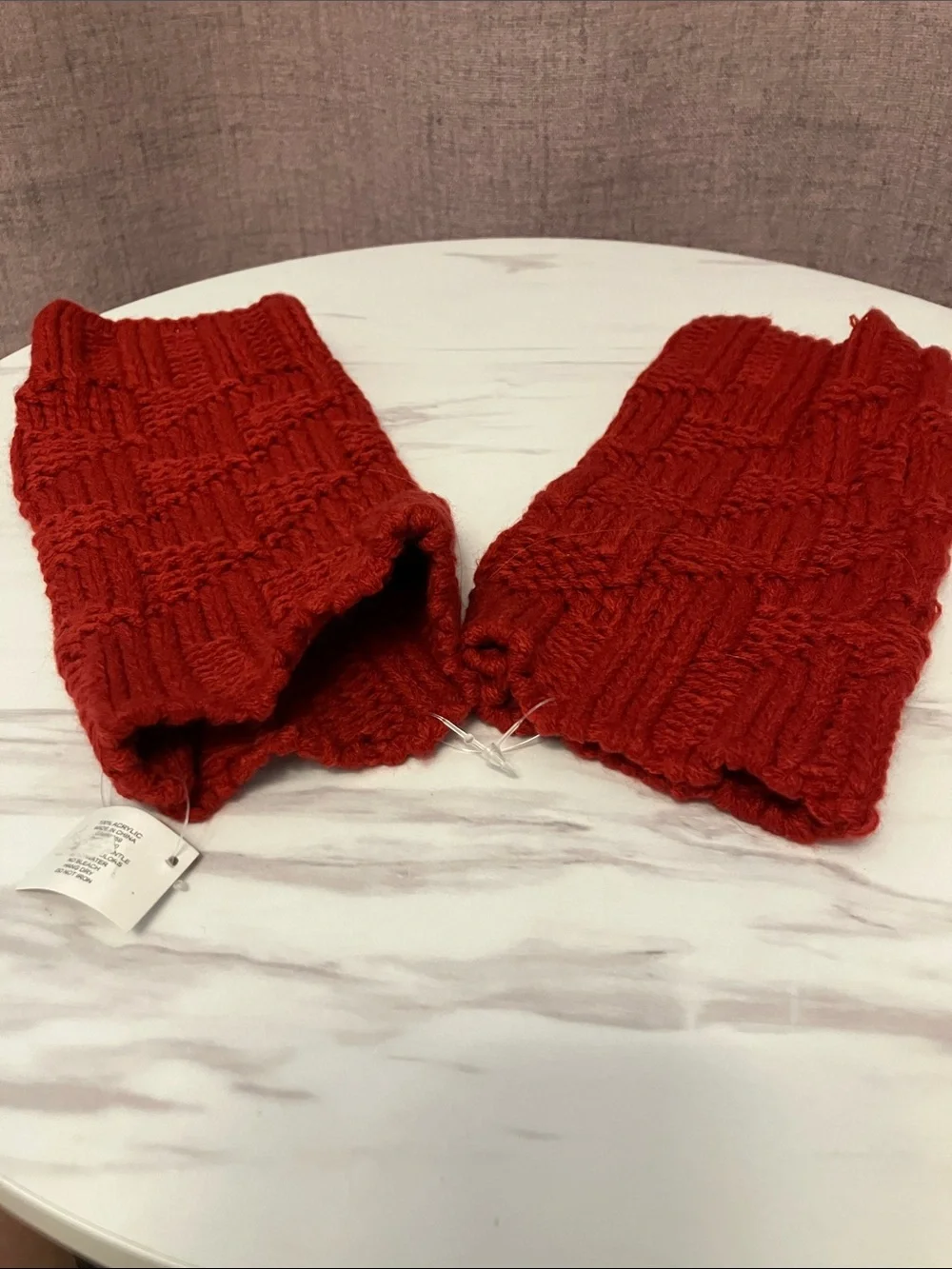 Red Knit Fingerless Gloves - Cozy Winter Accessory
